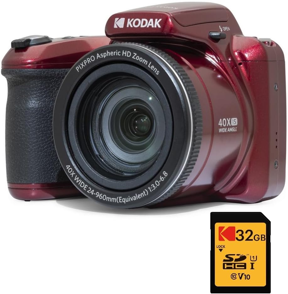 KODAK Pack Bridge Pixpro Astro Zoom AZ405 - 20MP Kamera mit 40fach optischem Zoom - Full HD 1080p OIS und Weitwinkel - inklusive 32GB SDHC U1 Karte und AA Batteriebetrieb