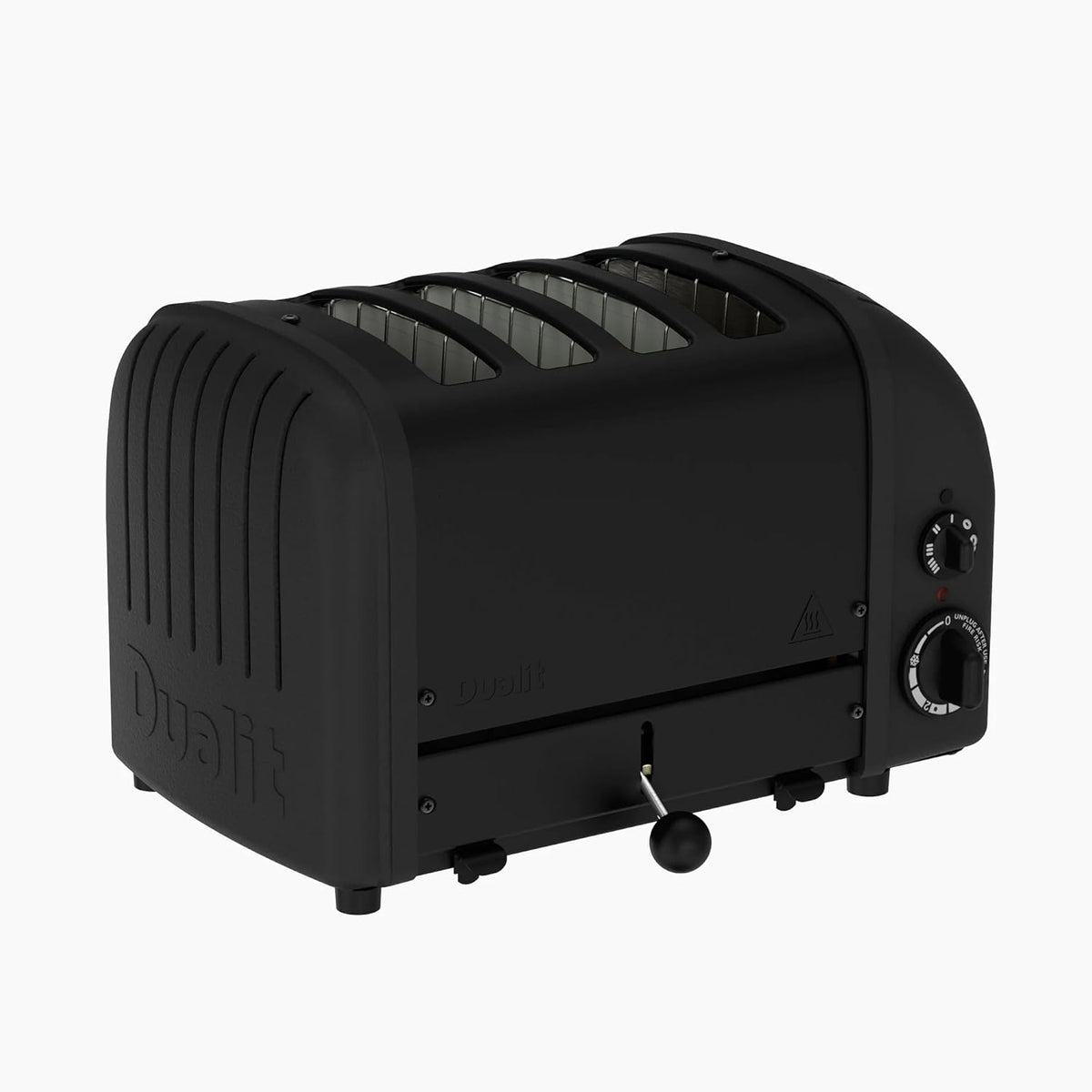 Dualit Classic 4er Toaster Stealth - matt schwarzer Toaster für 4 Scheiben - Aluminium und Edelstahl für Brot Bagel Sandwich und Brötchen - kompakter Premium Toaster für die Küche