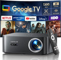 Beamer 4K 1300 ANSI Google TV - Full HD 1080p Smart LCD Projektor mit 4K Unterstützung - Autofokus Auto Trapezkorrektur und 30 Watt Sound - WiFi 6 Bluetooth für Heimkino und Outdoor