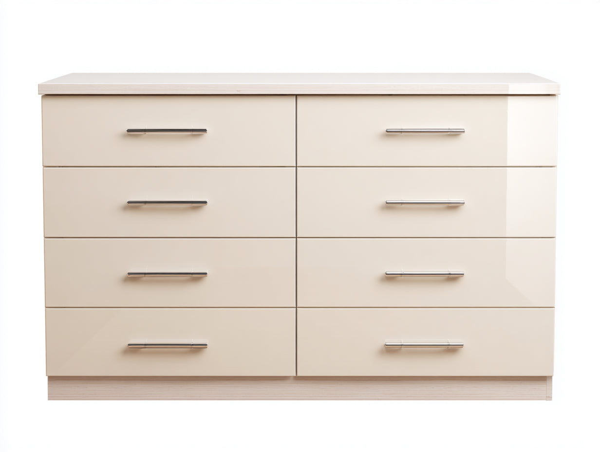 Kommode mit Schubladen Beige Holz 140x40x80 cm - 8 Schubladen Schlafzimmer Wohnzimmer Stauraum Modern
