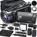 NBD 5K Camcorder mit 48 MP und F1,8 - 5K Video bei 30 Bildern pro Sekunde - 16-facher Zoom und 270 Grad Drehdisplay - WLAN Vlogging Kit mit 64 GB und Mikrofon