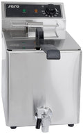 SARO Fritteuse EF 8 - 8L Edelstahl Fritteuse mit 3kW Leistung - Temperaturbereich 60 bis 200 Grad mit Kaltzone und Ablasshahn - herausnehmbares Heizelement und Sicherheitsthermostat