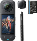Insta360 X5 Starter Bundle - 8K 360 Grad Kamera mit austauschbaren Linsen - Bis zu 3 Stunden Akku und stabilisierte Low Light Aufnahme - Klarer Sound und Selfie Stick Effekt
