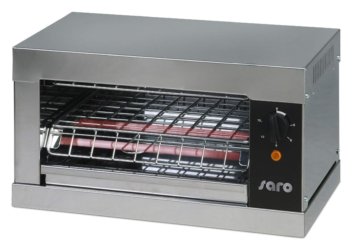 Saro Busso T1 Toaster 172-1200 - Edelstahl Gastro Toaster mit Timer - Sandwichzange pro Kammer und Krümelblech - Knopfsteuerung für Brot und Sandwiches