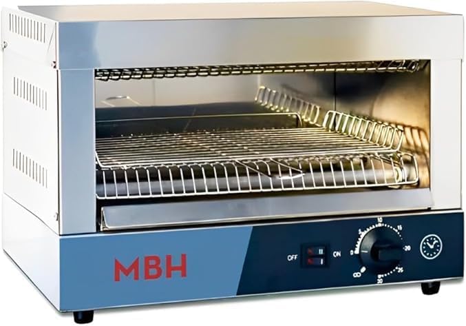 MBH Profi Toaster elektrisch Edelstahl Gastro - 1 Ebene für Brot und Toast - 45 x 26,5 x 30cm kompakter Industrietostofen - für Hotel Restaurant und gewerbliche Küchen