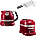 KitchenAid Artisan Frühstücks Set - Wasserkocher 5KEK1522 und Toaster 5KMT2204 - Brötchenaufsatz für Brot und Bagel - Zweischeiben Set in Liebesapfel Rot