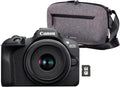 Canon EOS R100 Systemkamera Set - 24,1 MP spiegellose Kamera mit RF-S 18 bis 45 mm Objektiv - 4K Video und WLAN - Kameratasche mit 64 GB SD Karte