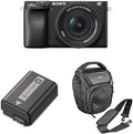 Sony Alpha 6400 Systemkamera Bundle - 24,2 MP Kamera mit 16 bis 50 mm Objektiv - 0,02 Sekunden Autofokus mit Augenerkennung und 4K Video - Mit Zusatzakku Kameratasche und Klappdisplay