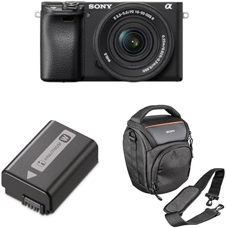 Sony Alpha 6400 Systemkamera Bundle - 24,2 MP Kamera mit 16 bis 50 mm Objektiv - 0,02 Sekunden Autofokus mit Augenerkennung und 4K Video - Mit Zusatzakku Kameratasche und Klappdisplay