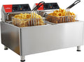 CROSSON CF 15 Doppel Fritteuse 16 Liter - 7500 Watt mit rotierendem Fritteusenkopf - 30 Minuten Timer und EGO Thermostat - Gastro Aufsatzfritteuse aus Edelstahl