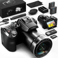 8K Digitalkamera 64 MP S205E - kompakte Vlogging Kamera mit 16-fach Zoom und Autofokus - 2,8 Zoll Klappdisplay - WLAN Webcam mit 64 GB Karte und 2 Akkus