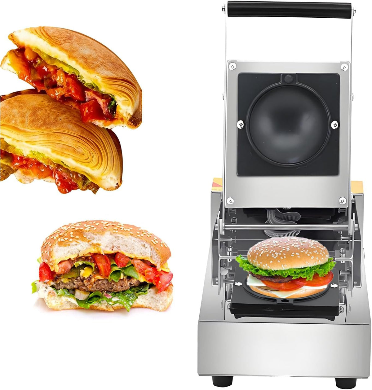 HCAUYNN UFO Burger Maschine - 700 Watt elektrische Eis Sandwich Presse - Präzise Temperaturkontrolle und Antihaft Backfläche - Für Bäckereien Restaurants und Food Trucks