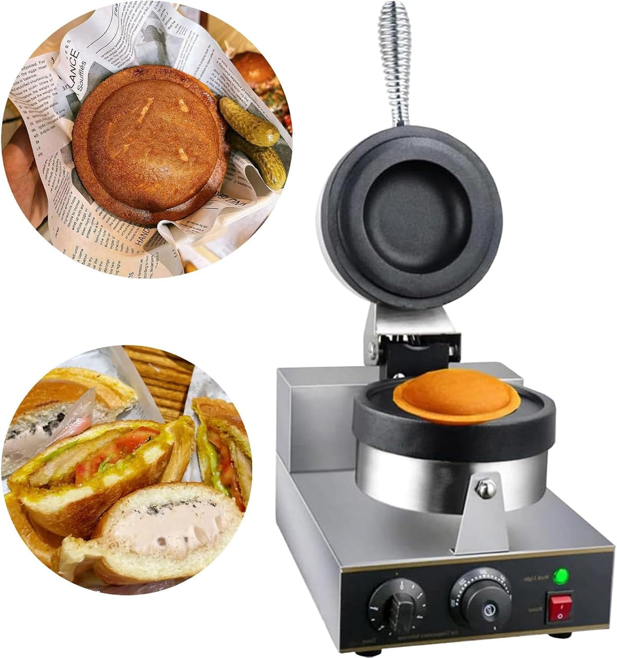 Generic Burger Maker A - Edelstahl Hamburger Presse mit 180 Grad Drehmechanismus - Antihaftbeschichtung für Sandwiches und Burger - gewerbliche elektrische Presse für Snackzubereitung