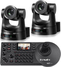 FoMaKo NDI HX3 PTZ Kamera Set - 2 KN20A Pro Kameras mit 20-fach optischem Zoom - KI Tracking und PoE - NDI Controller mit SDI HDMI USB und LAN