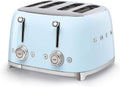 Smeg Toast 4x4 TSF03PBEU - 4 Scheiben Toaster mit 4 Fächern und 6 Röststufen - 2000 Watt mit Auftau Aufwärm und Bagel Funktion - Blau mit 2 Krümelschubladen