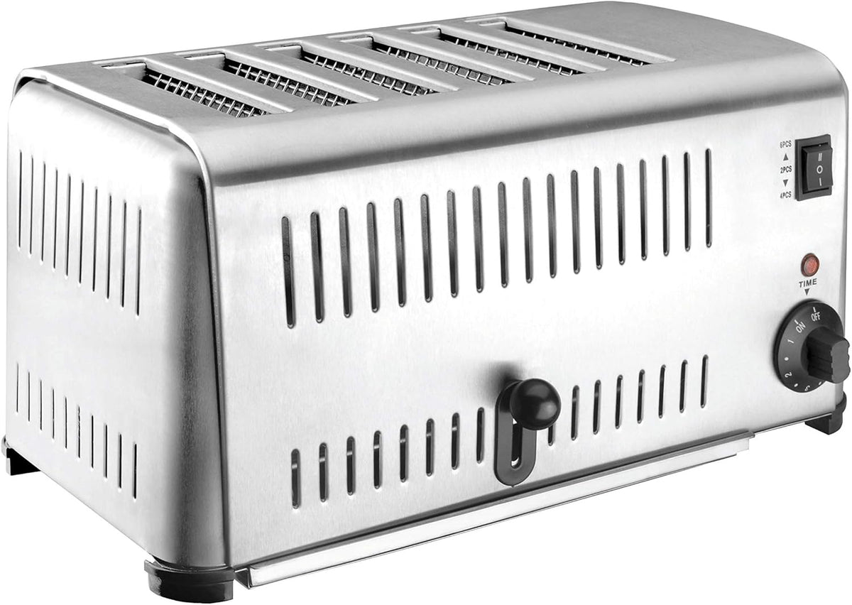 Lacor 69296 Buffet Toaster - Für bis zu 6 Brotscheiben gleichzeitig - Edelstahlgerät für Frühstück und Buffet - Leistungsstarker Gastro Toaster in Grau