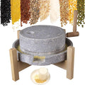 Stein Getreidemühle mit Ständer - Naturgranit Handmühle für trockene und nasse Zutaten - Für Tofu Sojamilch Sesam und Bohnen - Manuelle Steinmühle ohne Batterien
