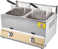 GETZ 10L-20L Gas Fritteuse GSYO - gewerbliche Edelstahl Fritteuse mit 20 Liter Ölkapazität - Frittierkorb und Deckel - für Restaurant und Haushalt