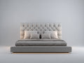 Doppelbett Polster Grau Stoff 210x170x110 cm LED Beleuchtung Kopfteil Steppdesign Modern Schlafzimmer Luxus Minimalistisch