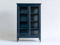 Bücherregal Holz Glas Blau 80x35x180 cm 2 Türen Vitrine Stauraum Modern Wohnzimmer Büro
