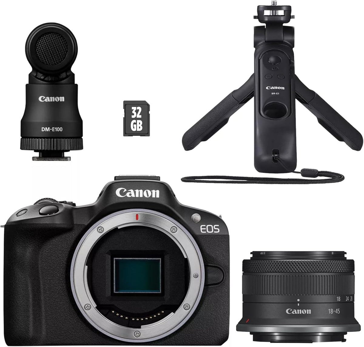 Canon EOS R50 Systemkamera Kit - Spiegellose Kamera mit RF S 18 bis 45 mm Objektiv - Autofokus mit Motiverkennung für Personen Augen Tiere Fahrzeuge - Mit 2 Akkus