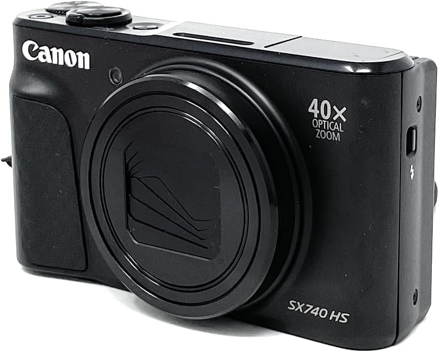 Canon SX740 HS PowerShot Digitalkamera Schwarz - Kompaktkamera mit 40 fach optischem Zoom und 4K Video - CMOS Sensor mit optischer Bildstabilisierung - WLAN Bluetooth und Autofokus