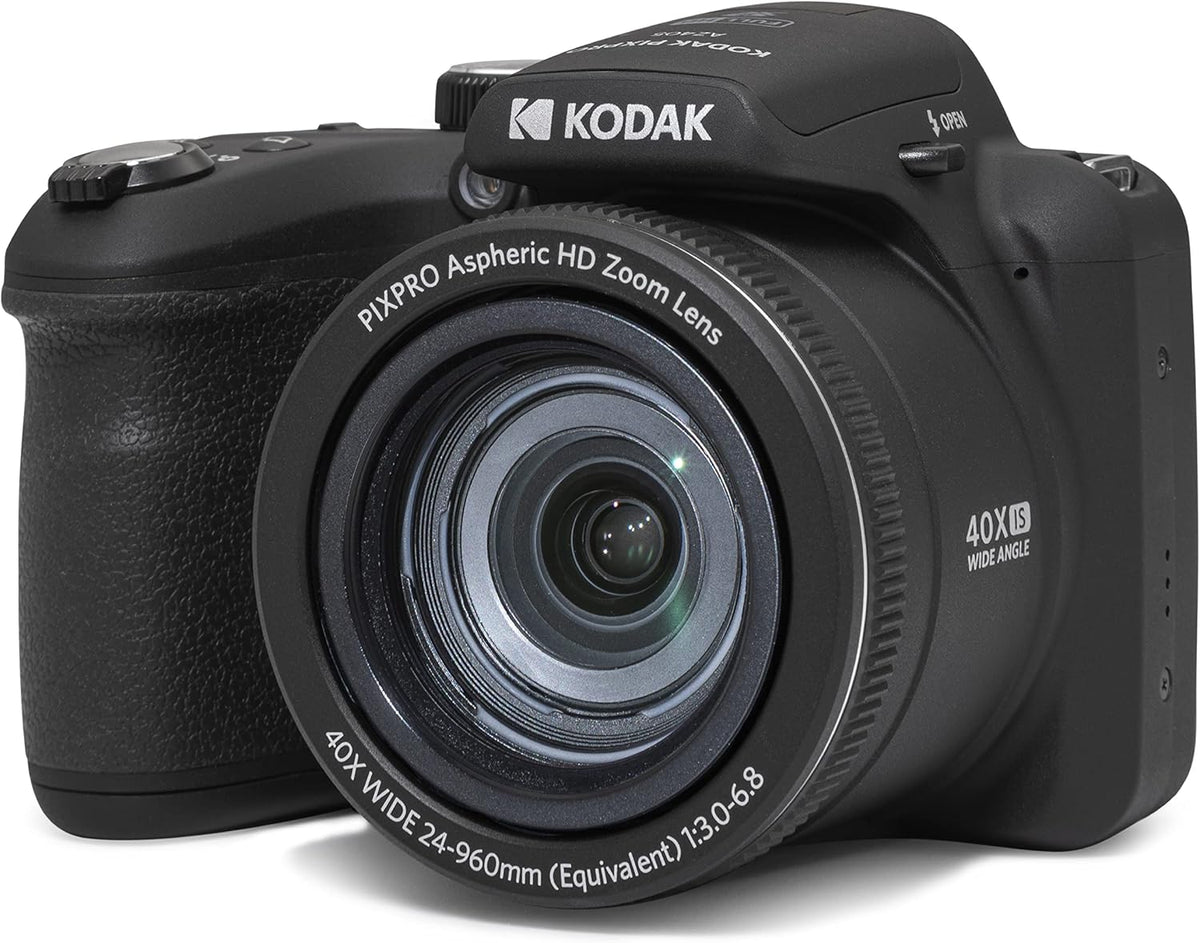 KODAK Pixpro Astro Zoom AZ405 - 20MP digitale Bridgekamera mit 40fach Zoom - 24mm Weitwinkel und Full HD 1080p Video - OIS 3 Zoll LCD und AA Batteriebetrieb in Schwarz
