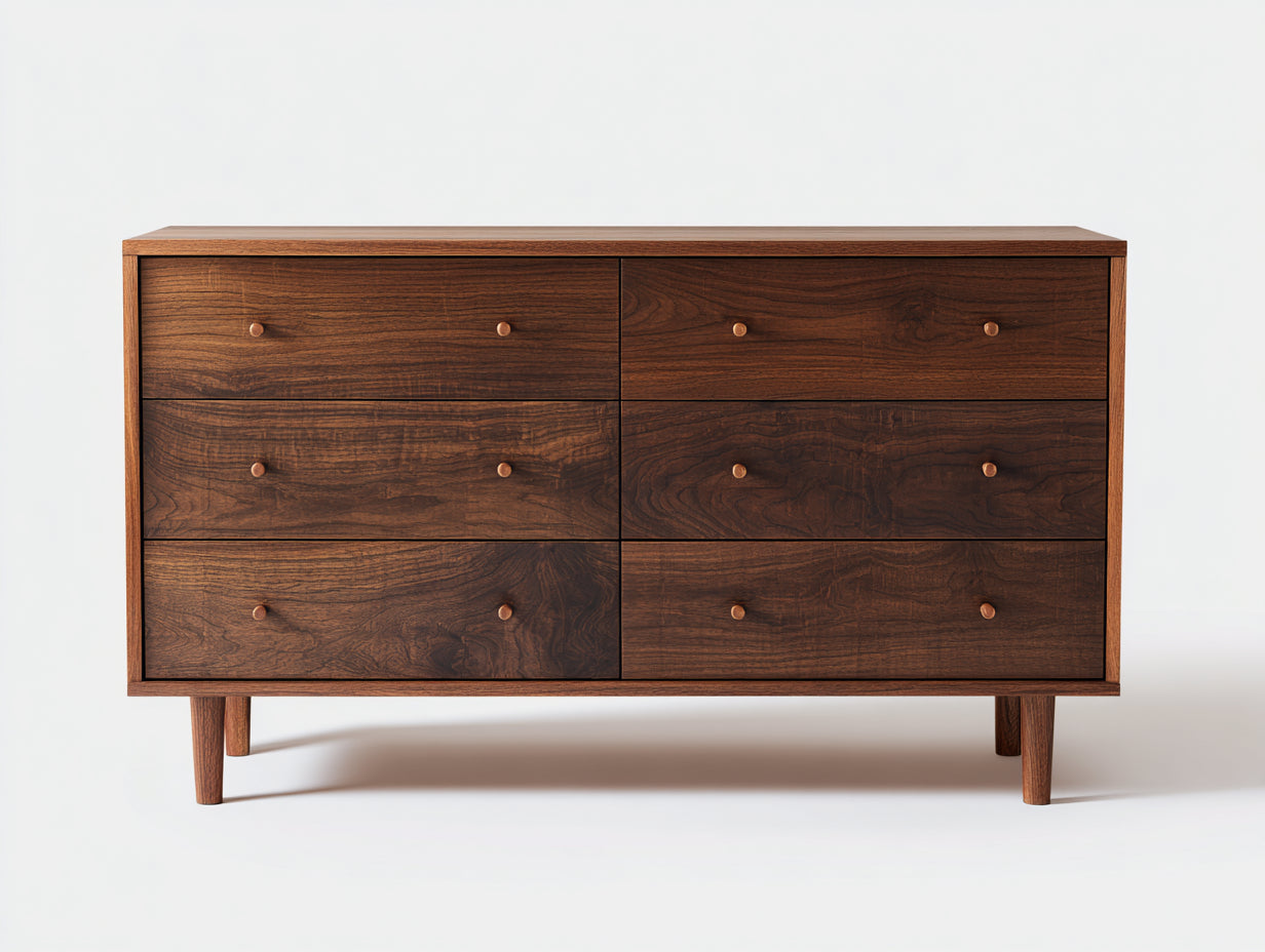 Kommode mit Schubladen Holz 140x40x80 cm 6 Schubladen Nussbaum Braun Modern Schlafzimmer Wohnzimmer