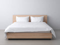 Doppelbett aus Massivholz 210x180x95 cm - Naturfarbe - Minimalistisches Design - Moderner Stil