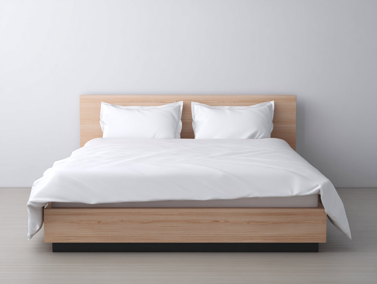 Doppelbett aus Massivholz 210x180x95 cm - Naturfarbe - Minimalistisches Design - Moderner Stil