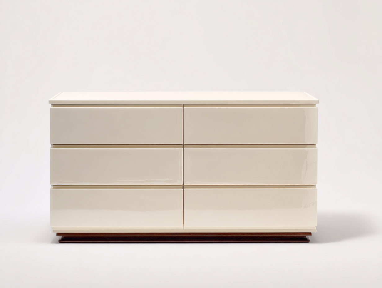 Kommode mit Schubladen aus Holz 140x45x85 cm - Cremeweiß - 6 Schubladen - Modernes Design