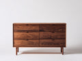 Kommode mit Schubladen Holz Braun 160x45x80 cm Braun - Modernes Mid Century Design Sideboard Wohnzimmer Schlafzimmer Stauraum 6 Schubladen