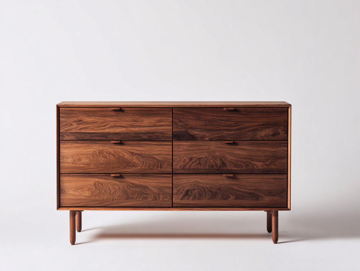 Kommode mit Schubladen Holz Braun 160x45x80 cm Braun - Modernes Mid Century Design Sideboard Wohnzimmer Schlafzimmer Stauraum 6 Schubladen