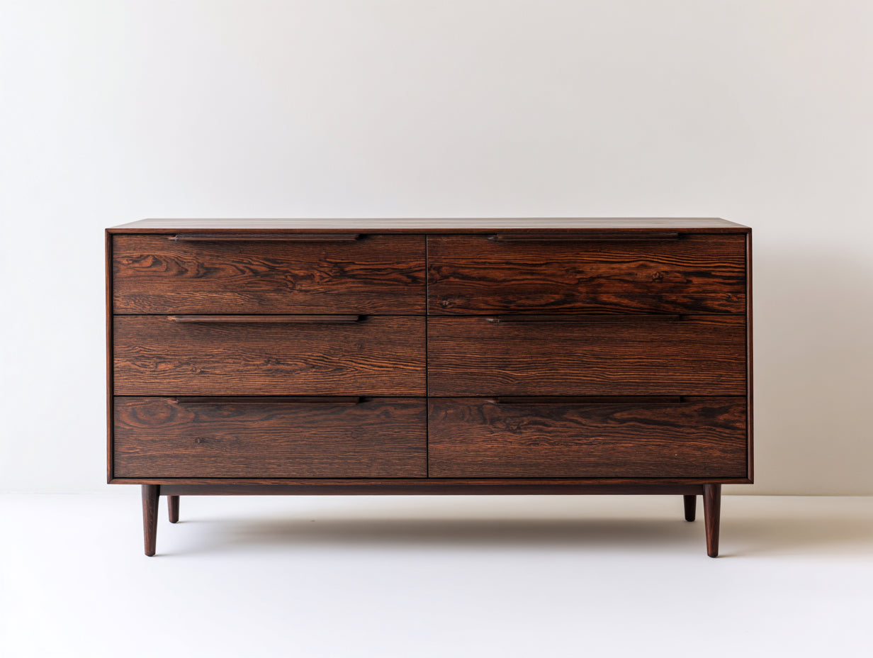 Kommode mit Schubladen Holz Nussbaum Dunkelbraun 160x40x80 cm - 6 Schubladen Schlafzimmer Wohnzimmer Stauraum Modern