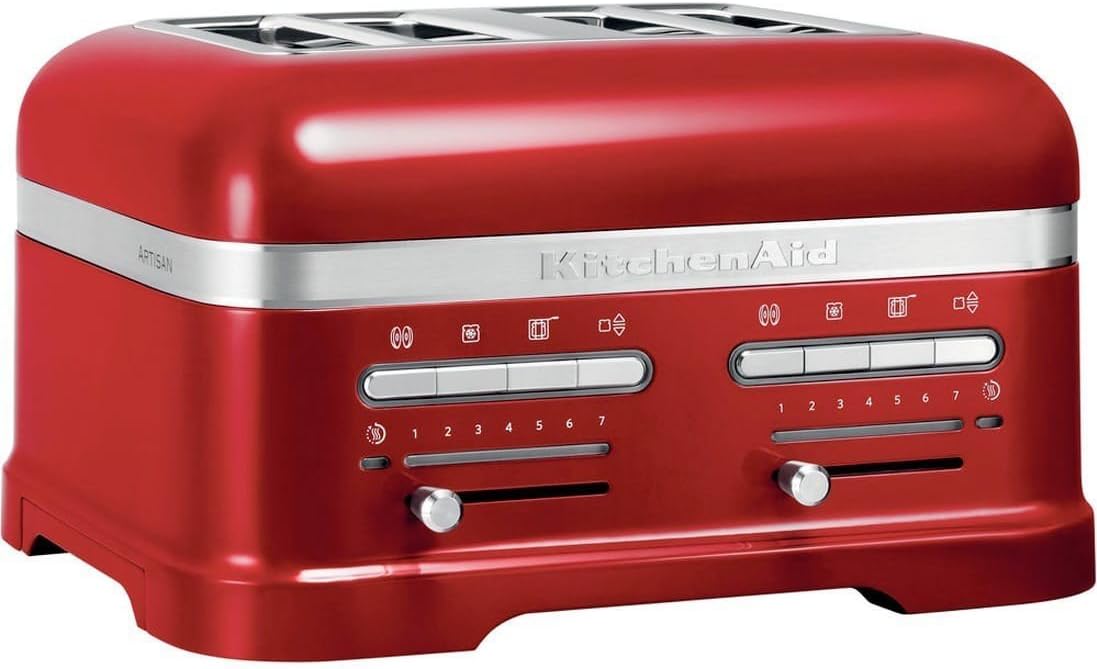 KitchenAid Artisan 5KMT4205BCA Toaster - Vier Schlitze für Brot Bagel und Toast - Metallgehäuse in Candy Apple - Großer 4 Scheiben Toaster für den Küchenalltag