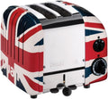 Dualit 27055 Classic Toaster - Doppelschlitz für 2 Scheiben mit 1200 Watt - Aluminiumgehäuse im Union Jack Design - Kompakter Frühstückstoaster in Blau