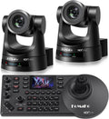 FoMaKo BN302 PTZ Kamera Set - Zwei NDI HX3 Kameras mit 30 fach optischem Zoom - KI Auto Tracking und Full HD Video - Mit NDI PTZ Controller für Streaming und Veranstaltungen