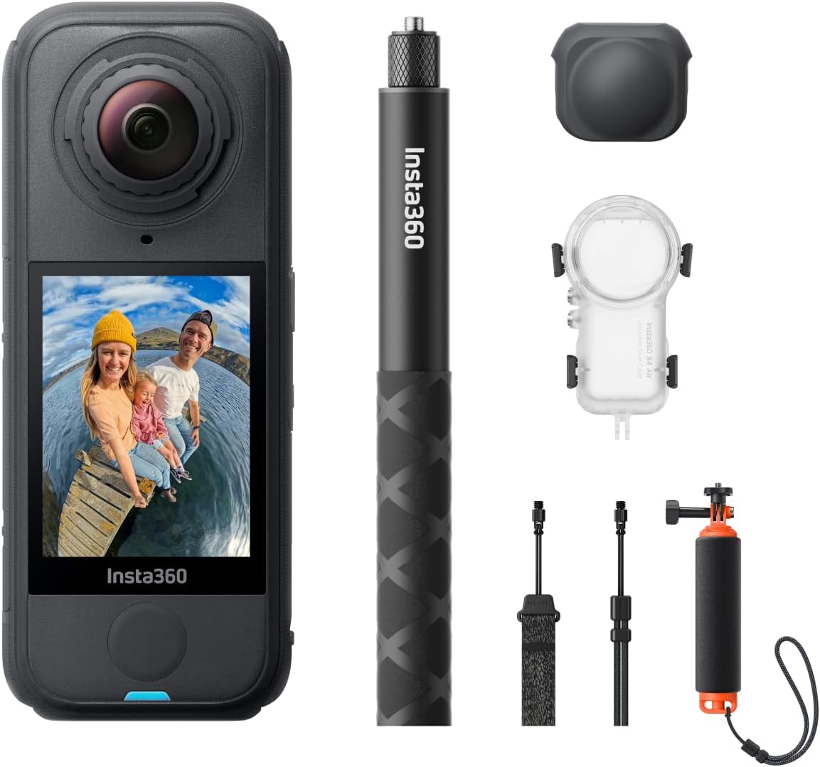 Insta360 X4 Air Unsichtbares Tauch-Bundle - Leichte 165 g 8K 360 Grad Unterwasserkamera bis 60 Meter - Wechselbare Linsen und Selfie Stick - Stabilisierung und KI Bearbeitung