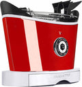 BUGATTI Volo elektrischer Toaster - 930W Edelstahlgehäuse in Rot - 6 Toaststufen und 4 Funktionen - mit Toastzange für die Frühstückszubereitung
