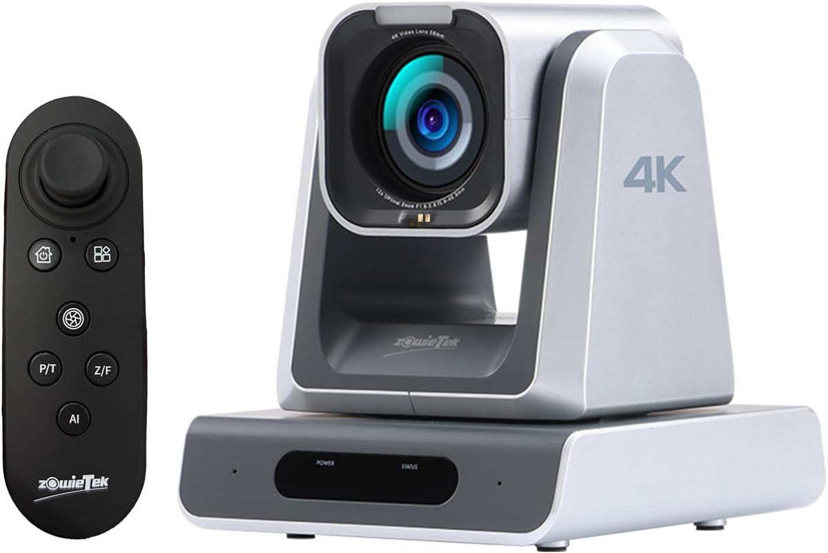 zowietek ZowiePTZ 4K PTZ Kamera - NDI HX3 mit 18 fach optischem und 12 fach digitalem Zoom - SDI HDMI USB und Ethernet - Für Meetings Events Streaming und Fernsteuerung