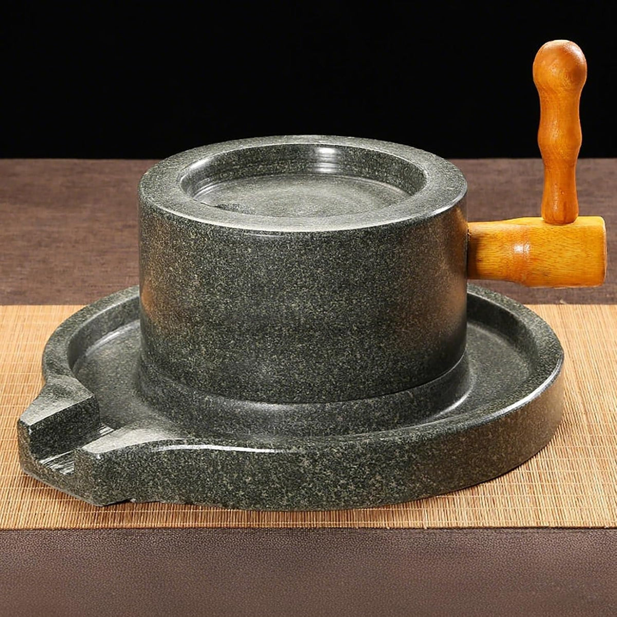 Manuelle Steinmühle Naturstein - handgekurbelte Getreide und Gewürzmühle für Zuhause - traditionelle Vintage Arbeitsplattenmühle - für Getreide Gewürze und manuelles Mahlen