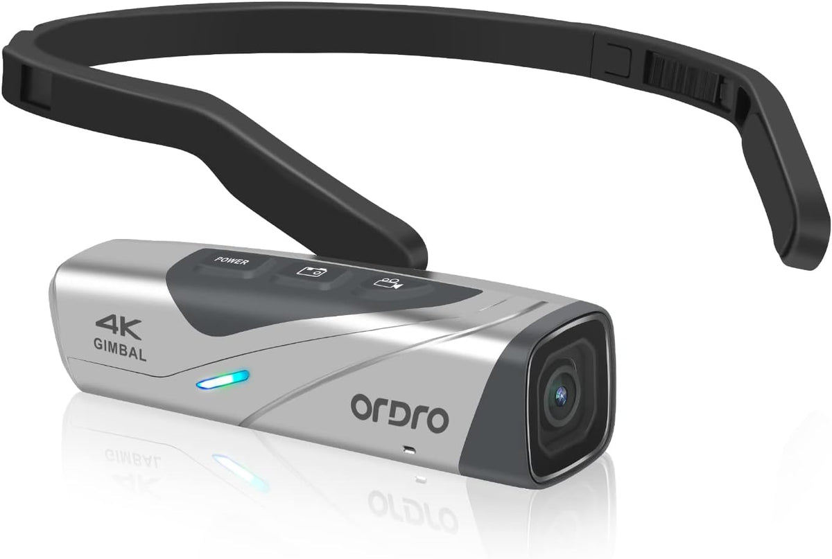 ORDRO EP8 Tragbare Kamera - 4K 60 fps mit 2 Achsen Gimbal Stabilisierung - WiFi und 64 GB microSD Karte - Silberne Videokamera für mobile Aufnahmen