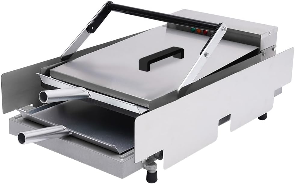 Hamburger Toaster Grill Bun Brötchenbäcker - 2000W Double Maschine für Burgerbrötchen - Zeit und Temperaturkontrolle von 50 bis 300 Grad - Edelstahlgehäuse für Küche und Gastronomie