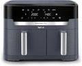 Tefal Dual Easy Fry XXL Heißluftfritteuse - 11L mit 2 Kammern und 7 Programmen - 2700W mit digitalem Display und Extra Crisp Technologie - fettarmes Frittieren Modell EY942B