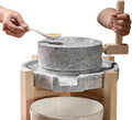 Große Blaustein Getreidemühle - Handgemachte Steinmühle mit Holzrahmen - Trocken und Nassmühle für Bohnen Paste und Getreidepulver - Manuelle Haushaltsmühle
