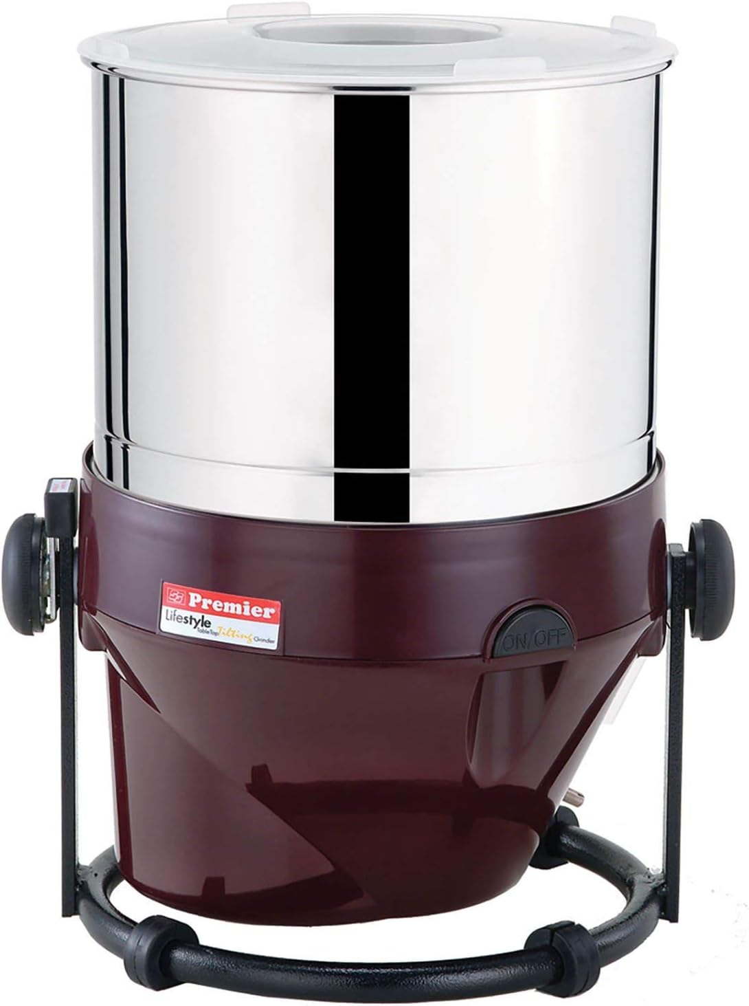 Royal Kurta Indian Premier Nassmühle - Elektrische Steinmühle mit 2 Liter Edelstahlbehälter - Tisch Nassmahlmaschine für feuchte Zutaten - Rot