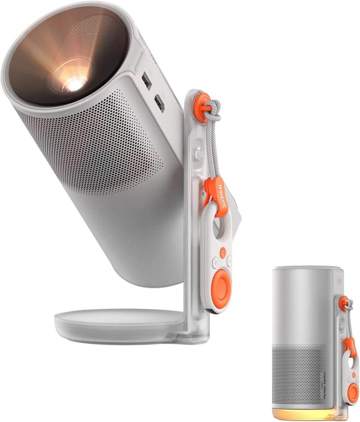 XGIMI MoGo 4 Mini Beamer mit Akku - Full HD 1080p LED Projektor mit Google TV und Netflix - 360 Grad Ständer und 2,5 Stunden Akkulaufzeit - Harman Kardon Lautsprecher