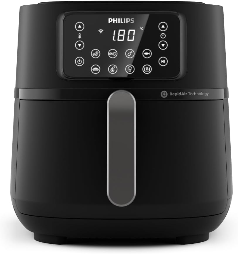 Philips Airfryer 5000 Series Heißluftfritteuse XXL - 7,2L und 1,4kg Kapazität mit 16 Funktionen - WLAN und Rapid Air Technologie - schwarzer Airfryer Modell HD9285 90