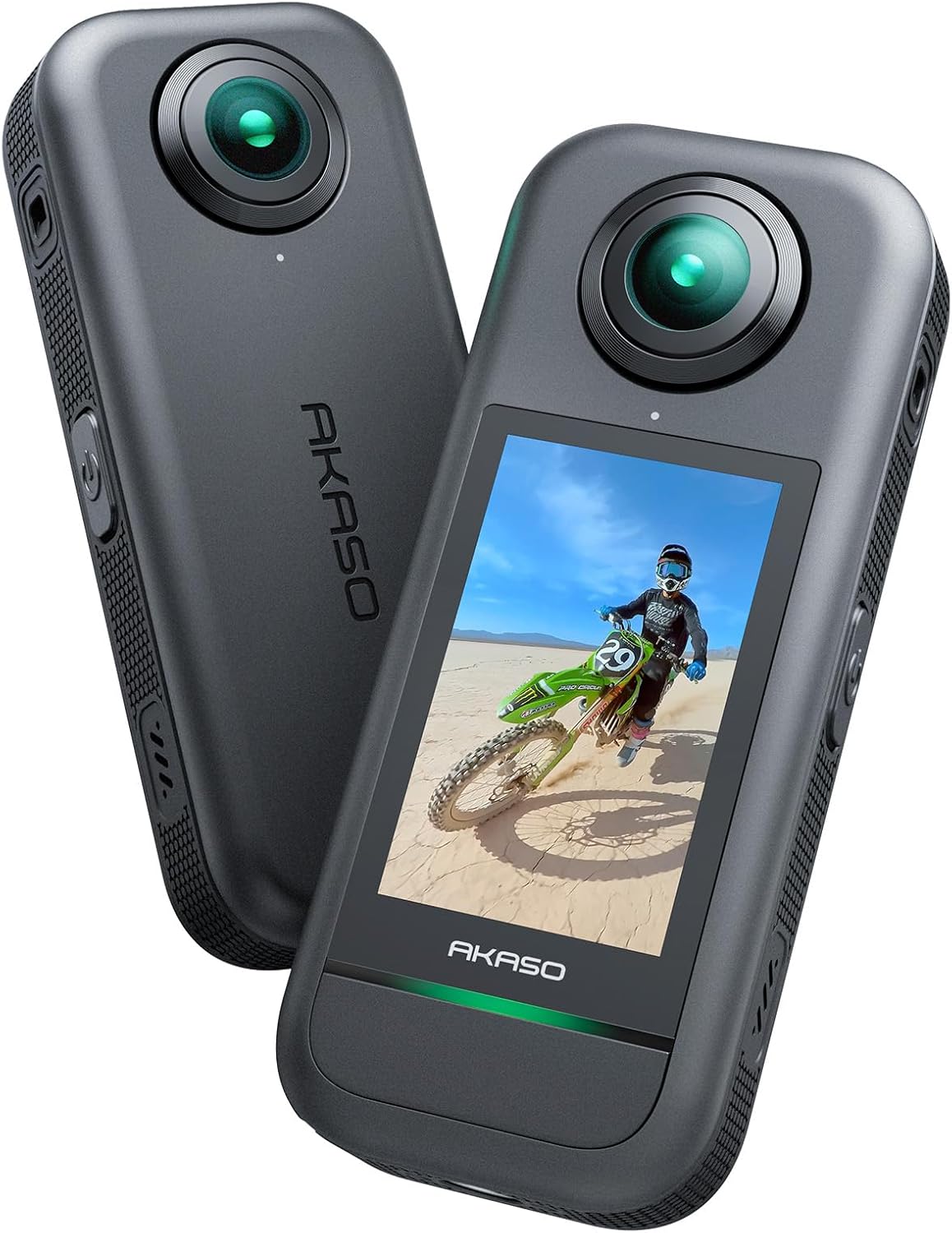 AKASO 360 Grad Action Cam - 5,7K Video und 72 MP 360 Grad Fotos - duale 48 MP CMOS Sensoren - 2,29 Zoll Touchscreen mit KI Verfolgung und 2 Akkus