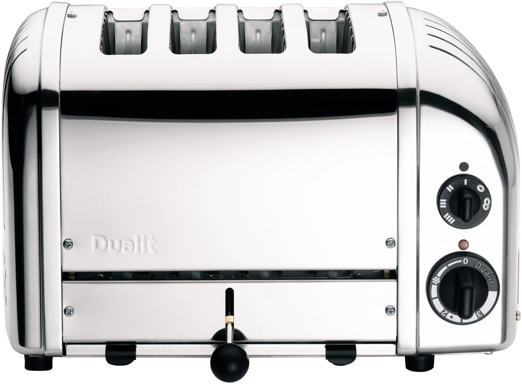Dualit 47030 New Generation Vario Toaster - 4 Schlitz Edelstahl Brottoaster - Polierter Aluminium Toaster für Brot und Bagels - Für gefrorene Backwaren